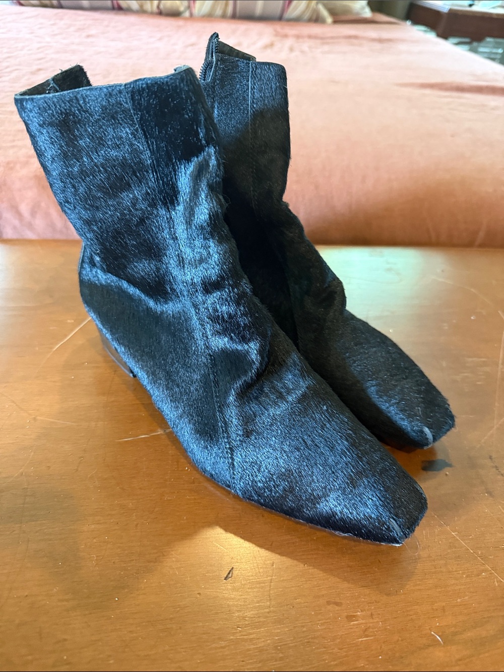 Rachel Comey Black Faux-Hair Ankle Boots - Women's Stylish Pointed Toe